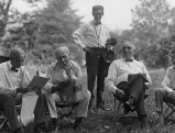 Henry Ford, Thomas Edison, George Christian, Warren Harding und Harvey Firestone, 1921