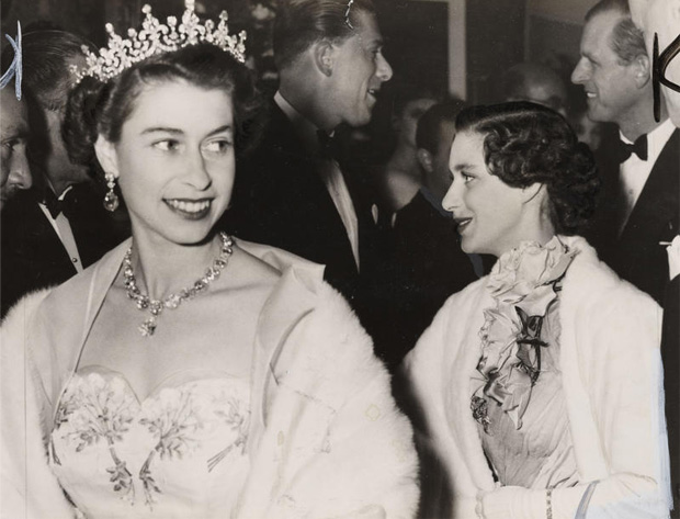 Queen Elizabeth at the opening of the Italian Film Festival, 1954.