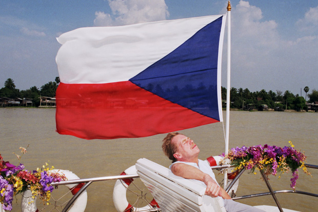 Vaclav HAVEL, politik, prezident, vlajka CR, Vaclav Havel, cruising boat, flag
